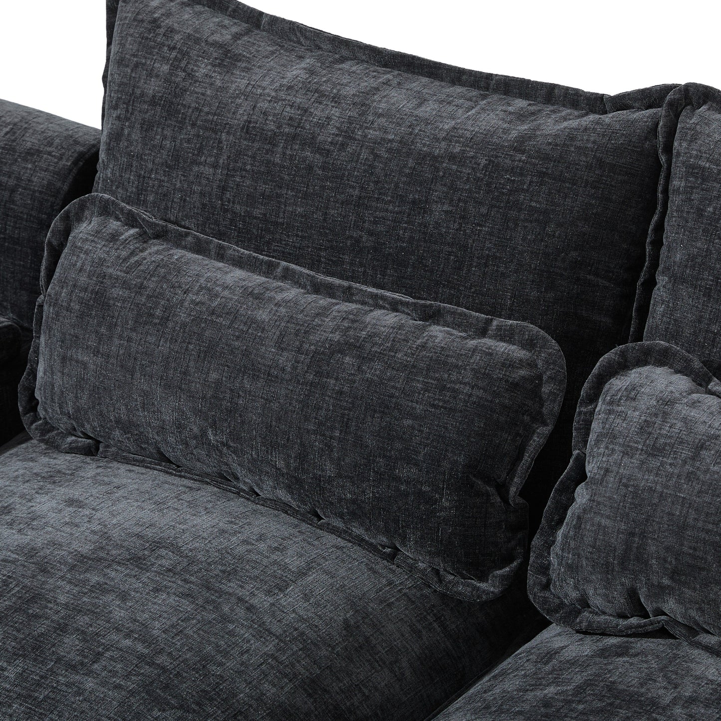 Canapé modulaire en U avec coussins de taille, 6 places symétriques rembourrées, ensemble de canapés en chenille Cloud avec méridienne
