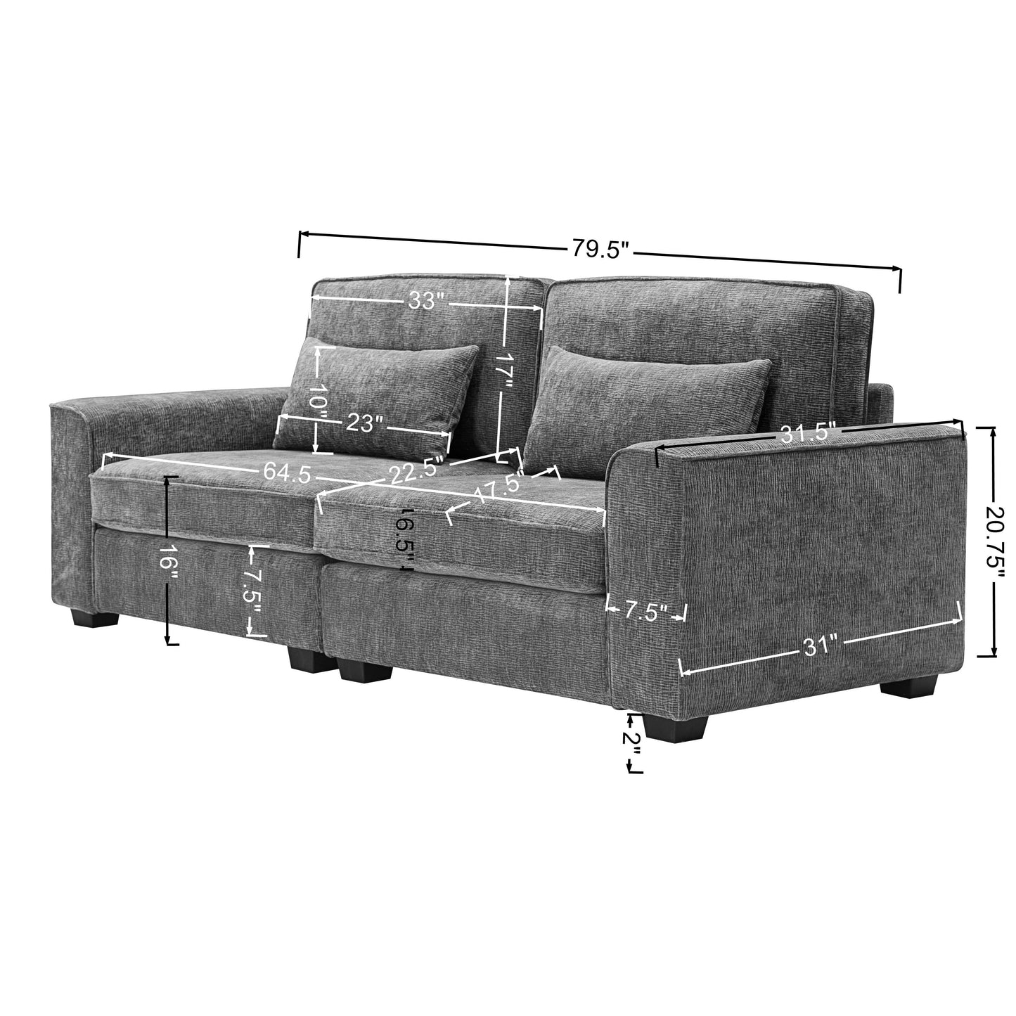 Canapé 3 places rembourré Montague Cozy Duo par Christopher Knight Home