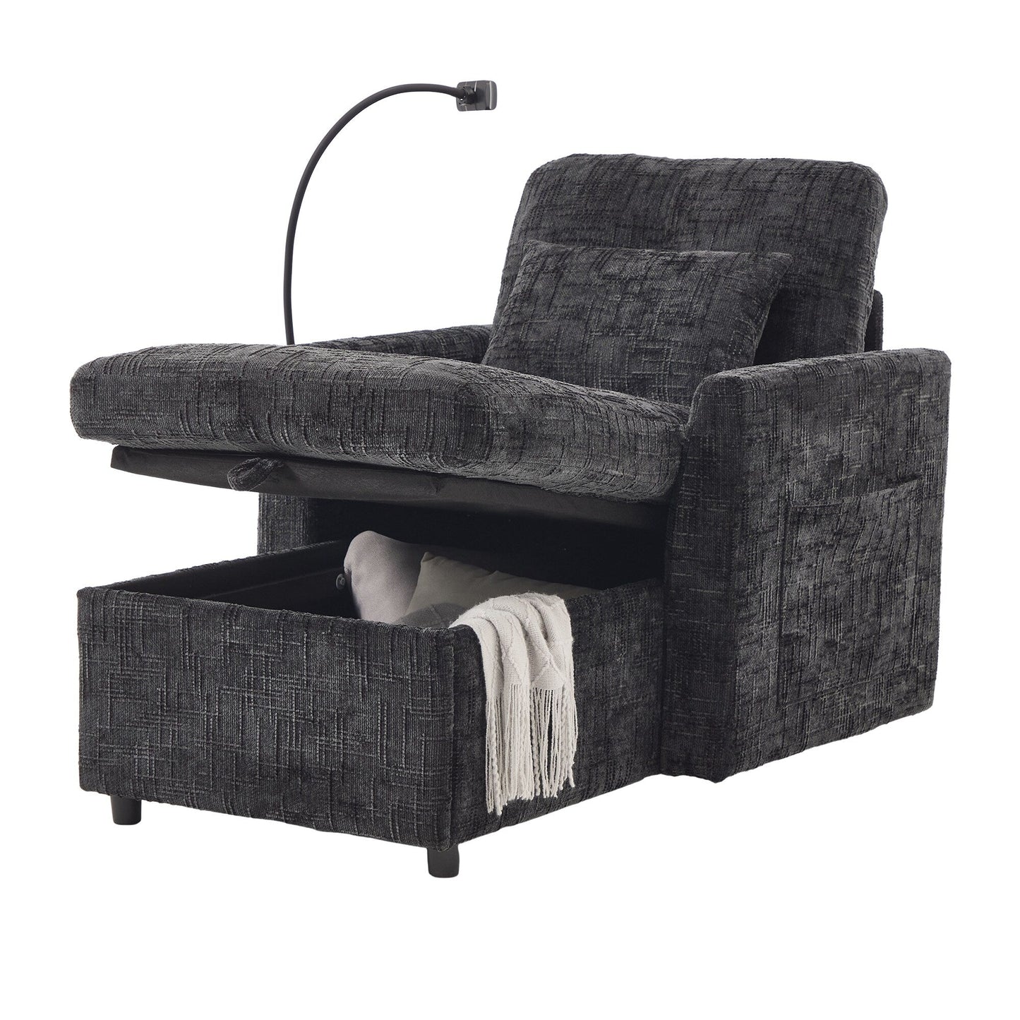 Canapé inclinable multifonctionnel pour personne paresseuse, dossier de rangement avec support pour téléphone portable, chaise de loisirs simple en chenille
