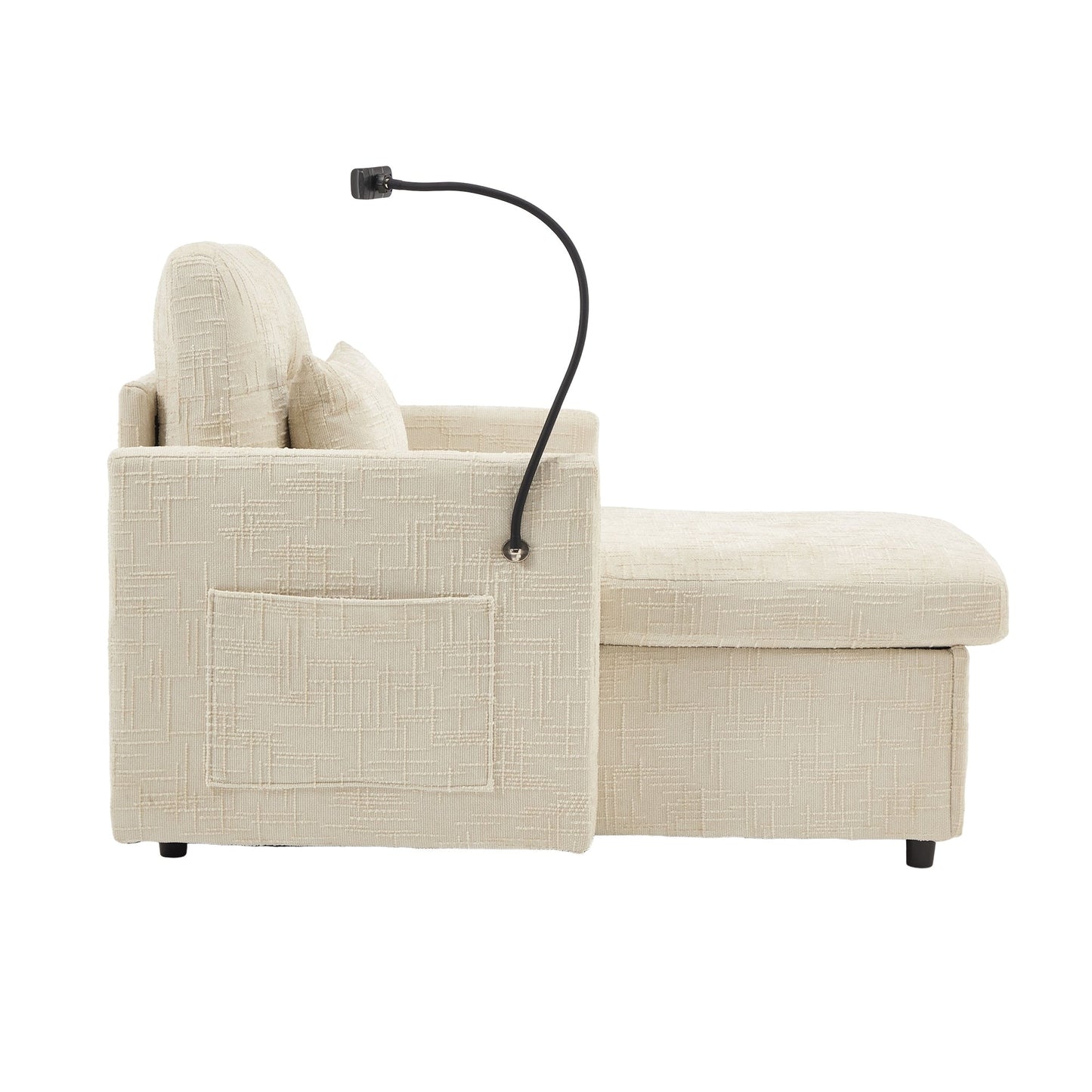 Canapé inclinable multifonctionnel pour personne paresseuse, dossier de rangement avec support pour téléphone portable, fauteuil de loisirs simple en chenille