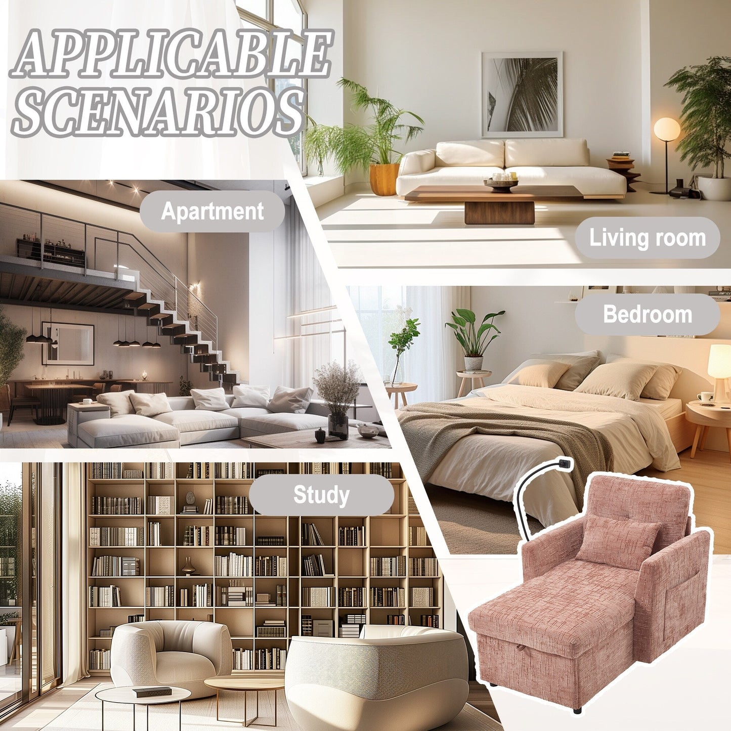 Canapé inclinable multifonctionnel pour personne paresseuse, dossier de rangement avec support pour téléphone portable, fauteuil de loisirs simple en chenille