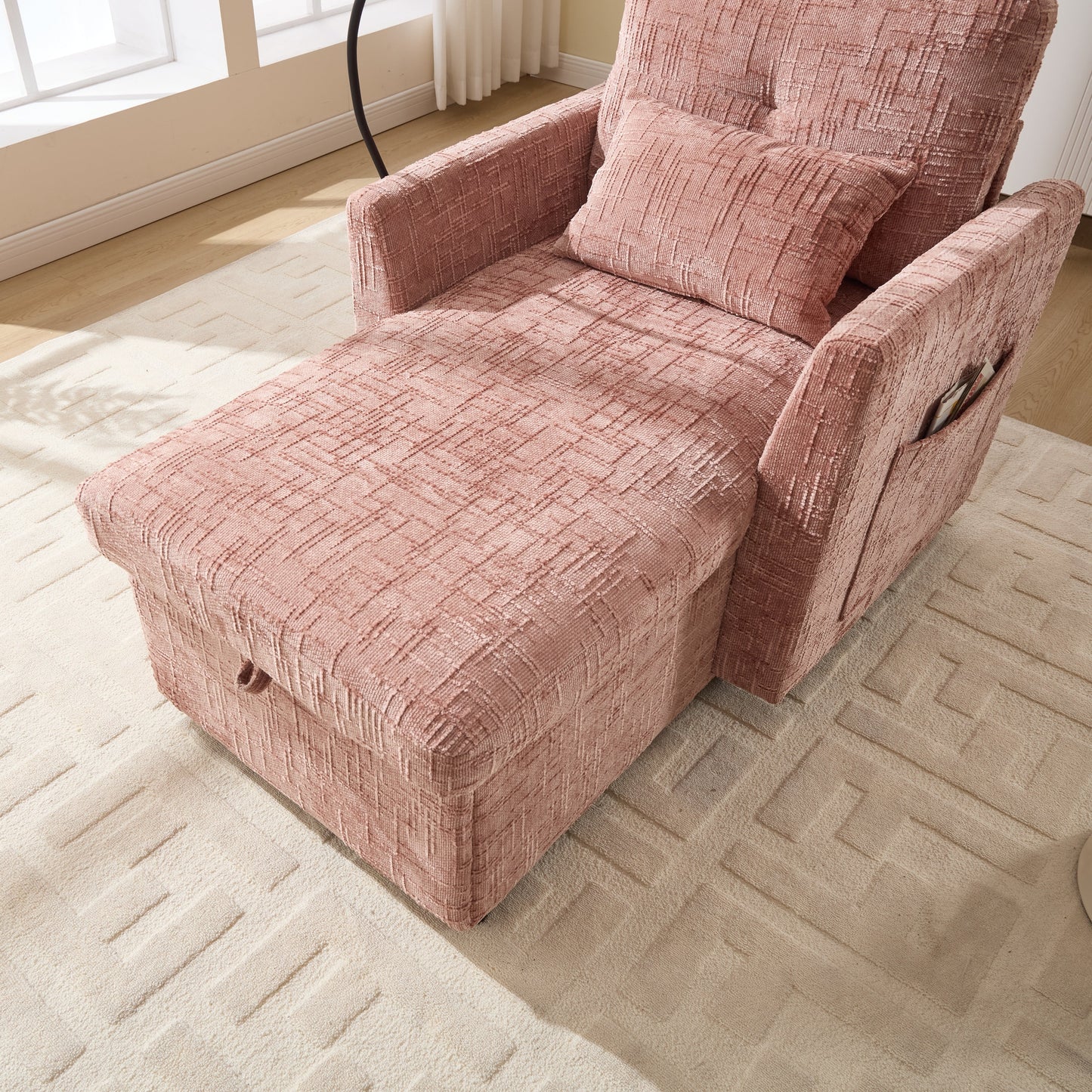 Canapé inclinable multifonctionnel pour personne paresseuse, dossier de rangement avec support pour téléphone portable, fauteuil de loisirs simple en chenille