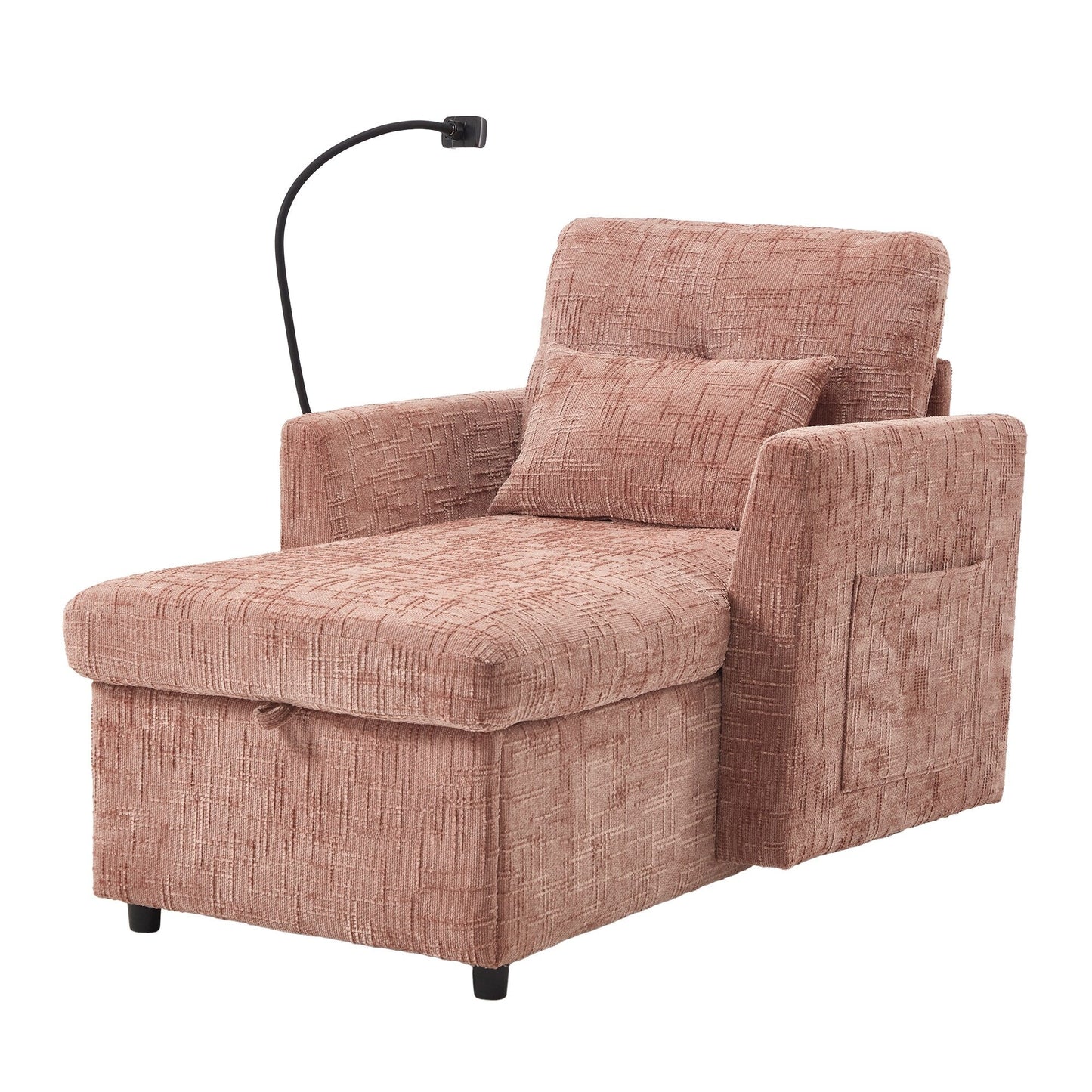 Canapé inclinable multifonctionnel pour personne paresseuse, dossier de rangement avec support pour téléphone portable, fauteuil de loisirs simple en chenille