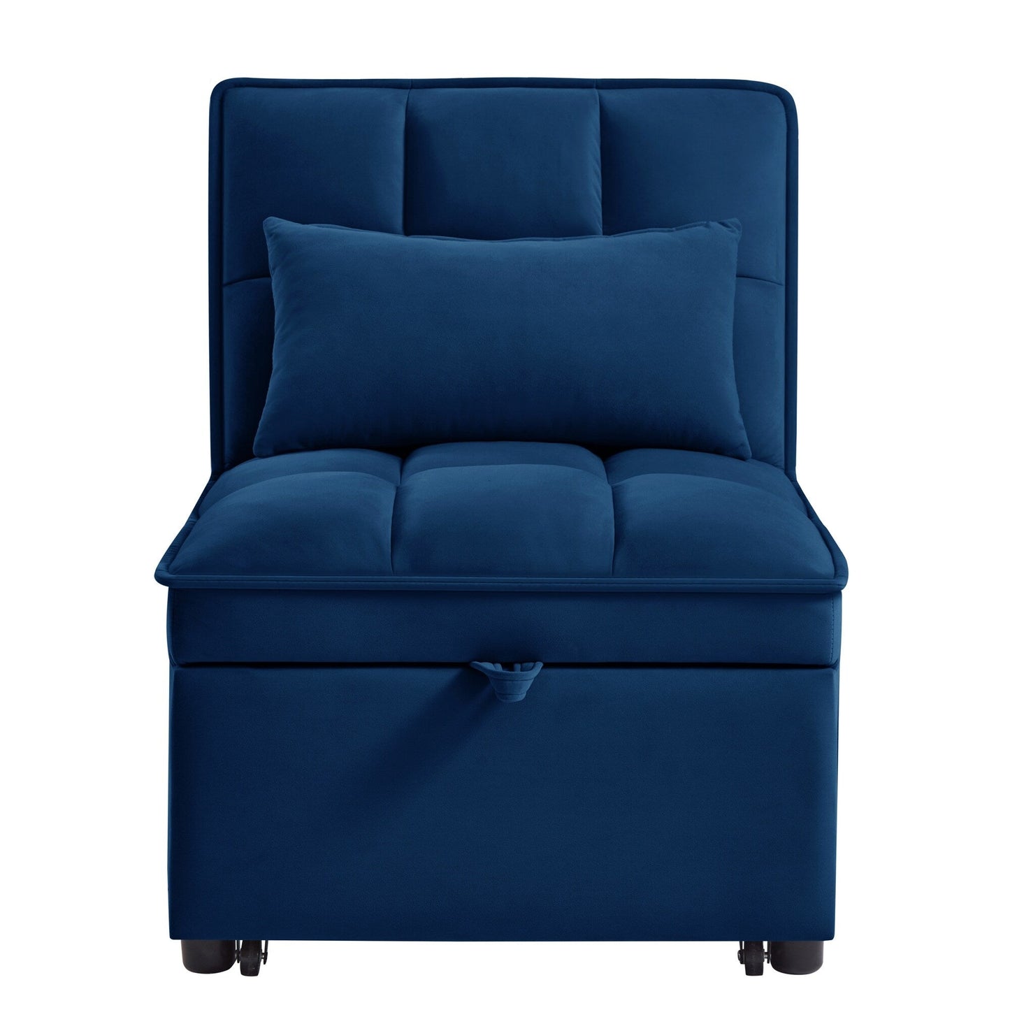 Canapé-lit pliant en velours bleu marine avec dossier réglable