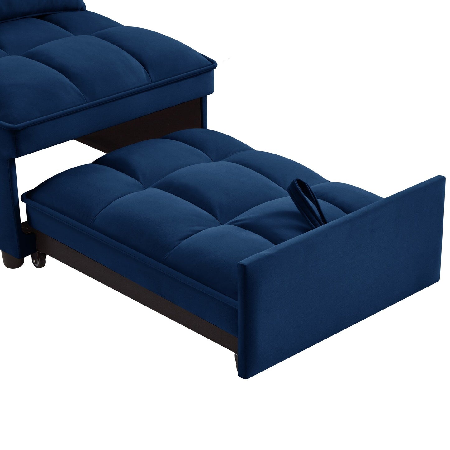 Canapé-lit pliant en velours bleu marine avec dossier réglable