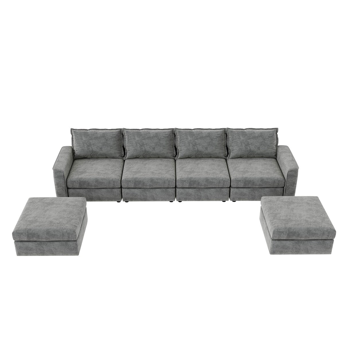 Canapé sectionnel modulaire Nestfair Chenille en forme de U, canapé réversible, combinaison libre, canapé-lit 6 places avec pouf