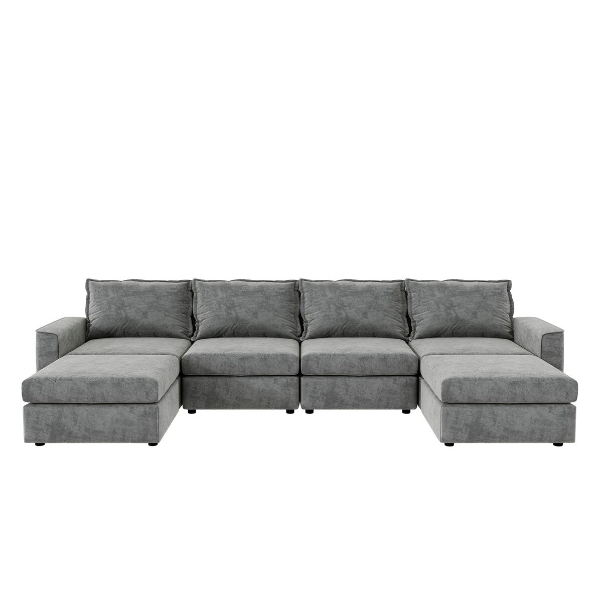 Canapé sectionnel modulaire Nestfair Chenille en forme de U, canapé réversible, combinaison libre, canapé-lit 6 places avec pouf