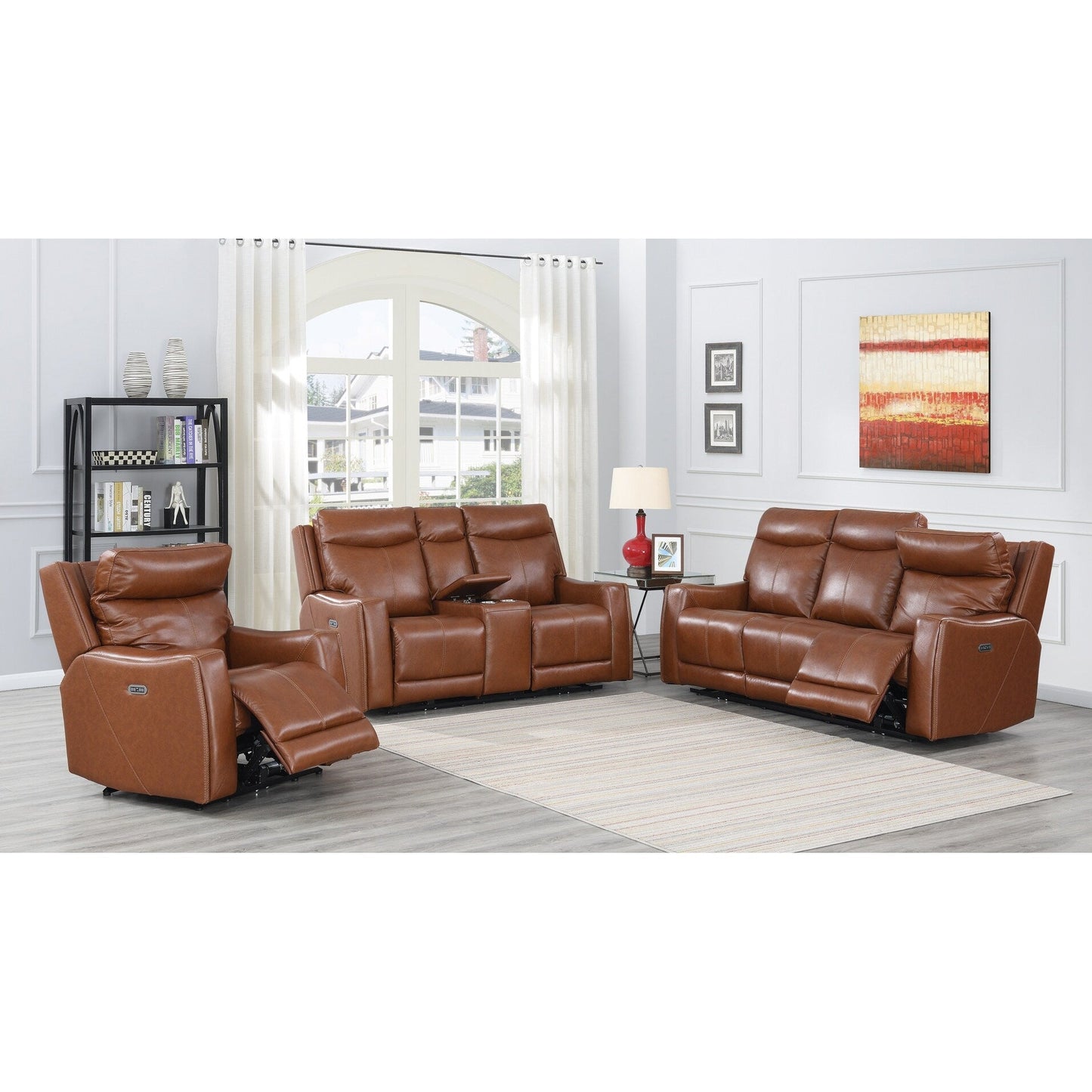 Canapé inclinable Newport Power en cuir pleine fleur Steve Silver
