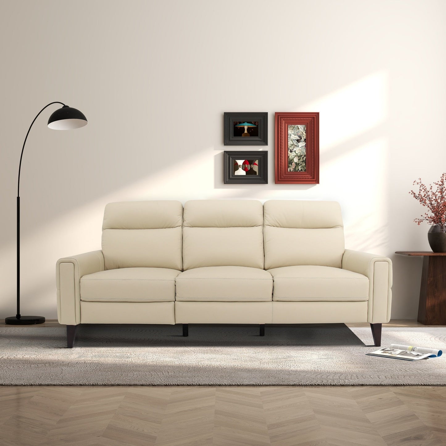 Canapé inclinable en cuir véritable à dossier serré Nimbus, style Mid-Century Modern