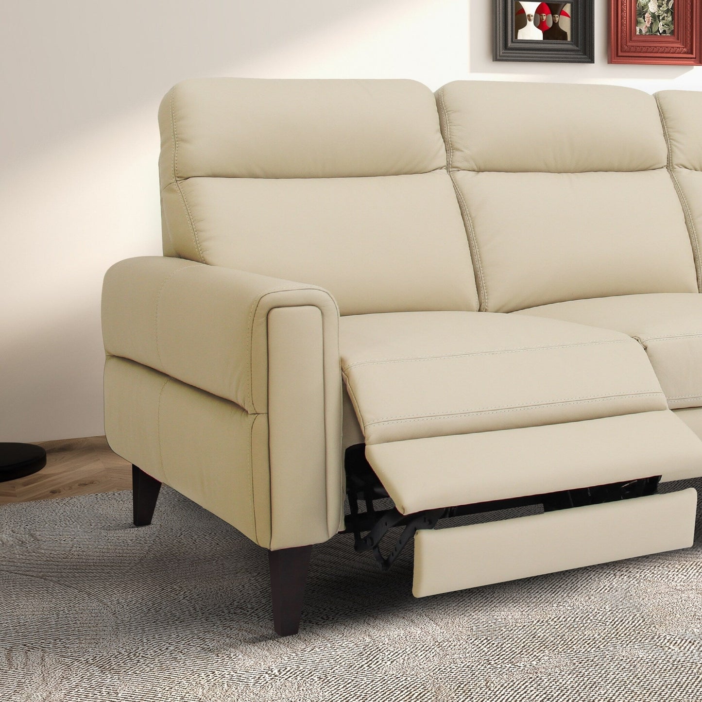 Canapé inclinable en cuir véritable à dossier serré Nimbus, style Mid-Century Modern