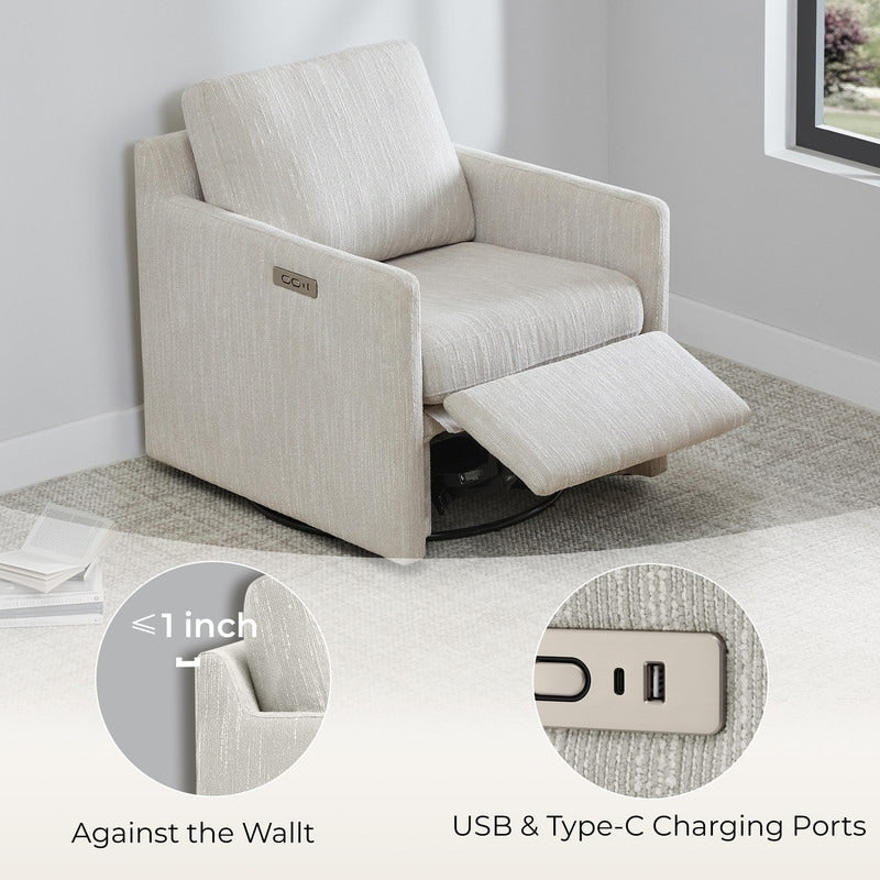 Fauteuil d'appoint pivotant Nora Power avec repose-pieds électriques