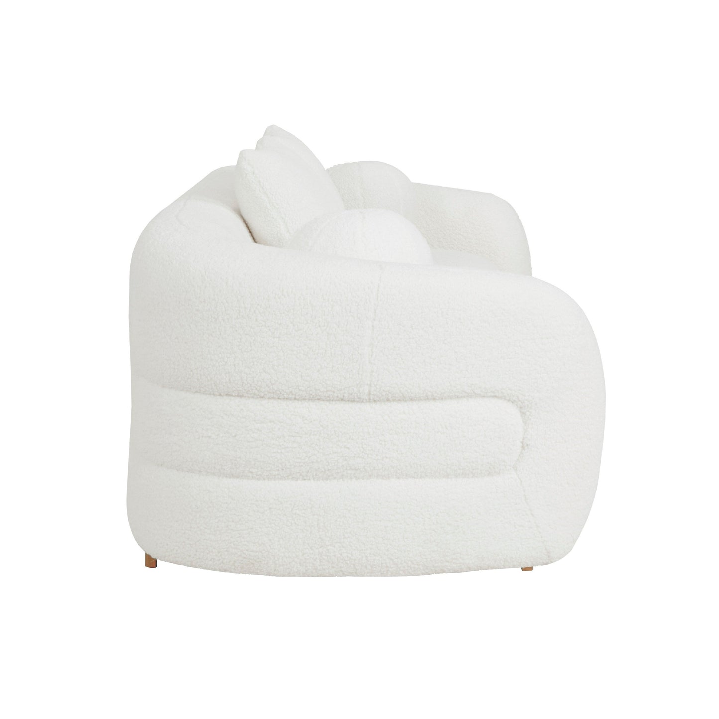 Canapé Novy, 4 coussins décoratifs, sherpa blanc, doré, 236 cm