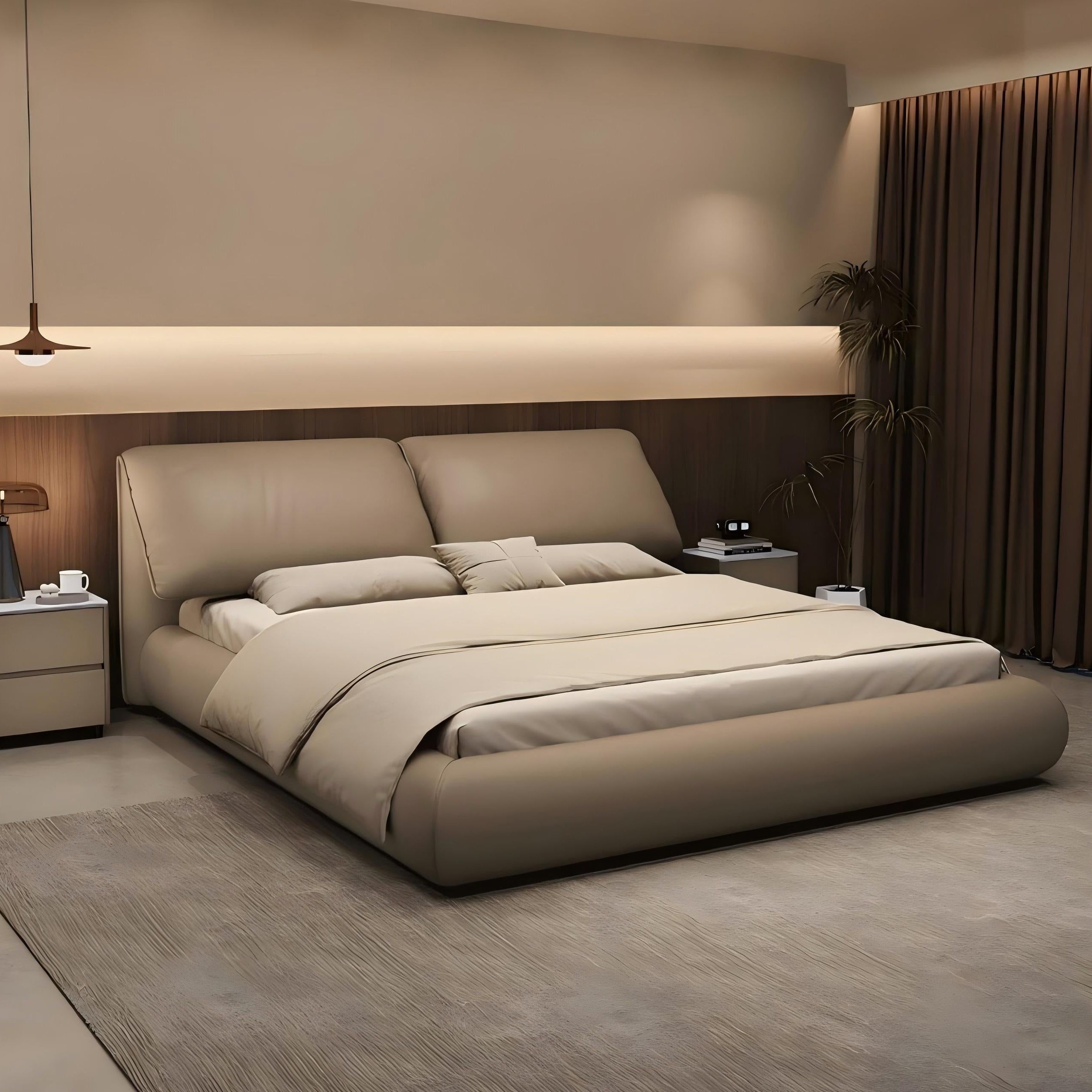 Latte Bliss Leather Bed