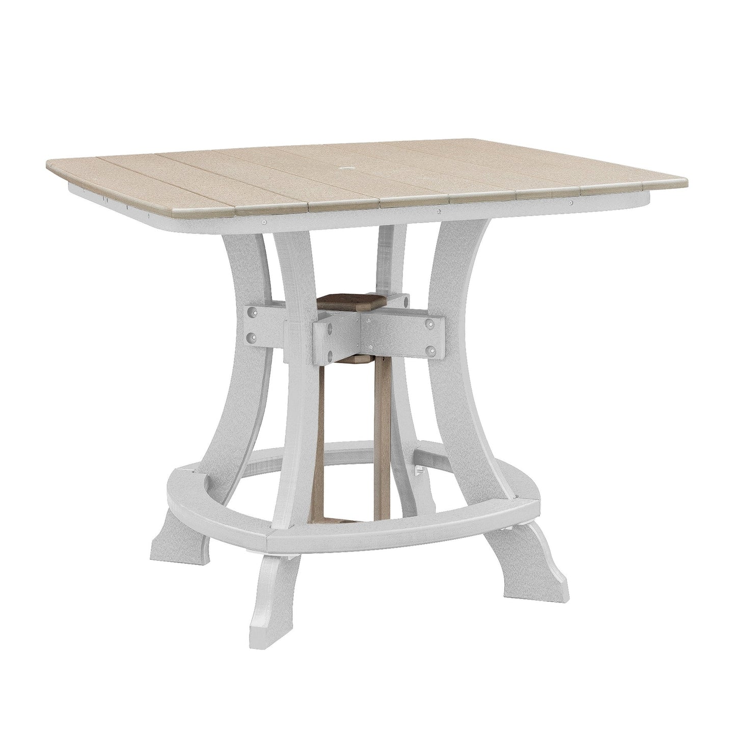 Ensemble de salle à manger carré OS Home and Office, cinq pièces, hauteur comptoir, en bois Weatherwood sur base blanche
