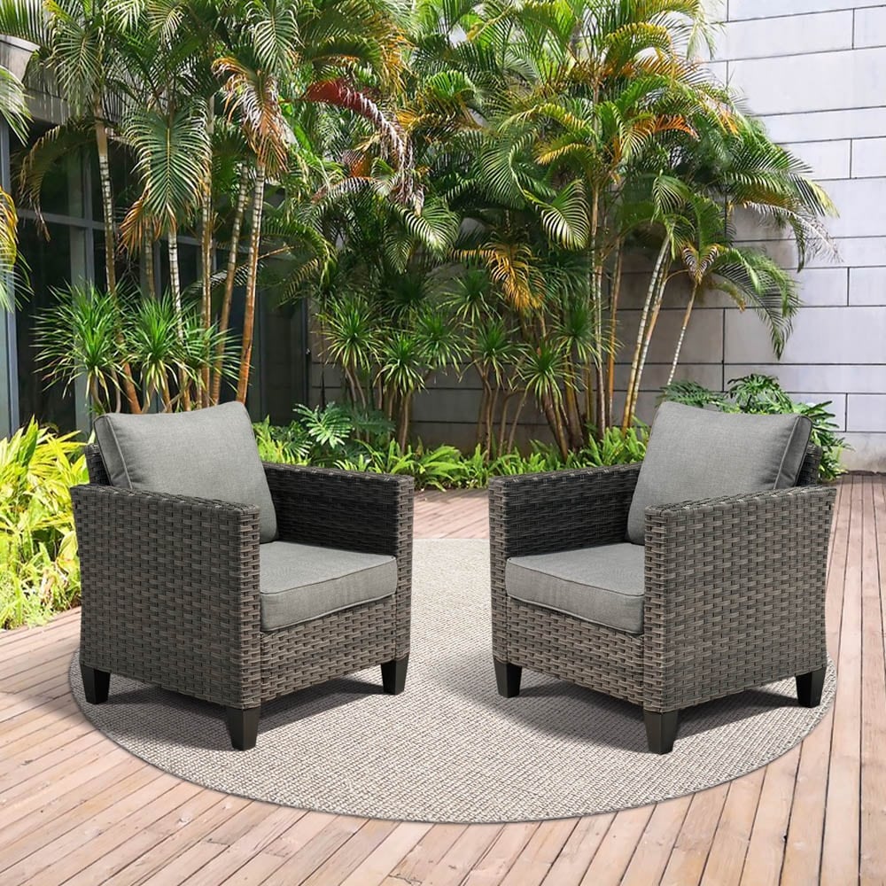 Ensemble de chaises de conversation en osier pour patio extérieur OVIOS