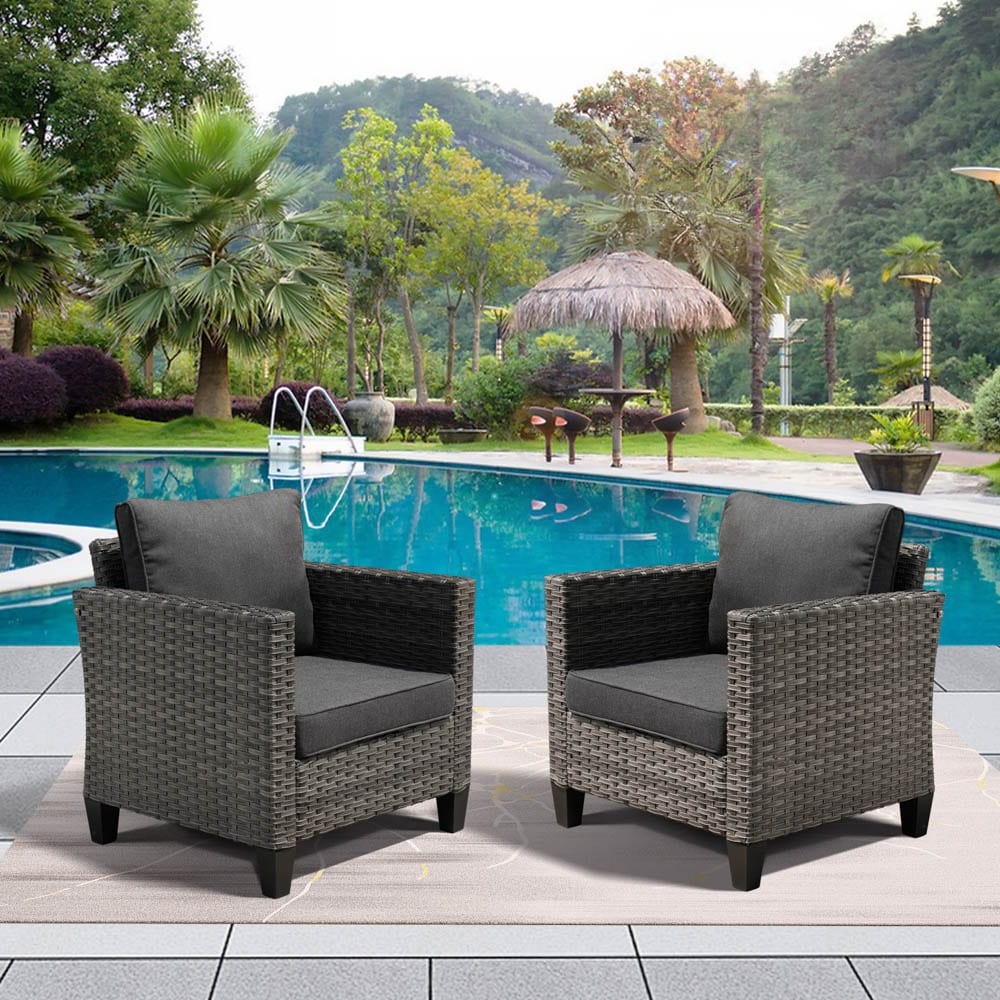 Ensemble de chaises de conversation en osier pour patio extérieur OVIOS