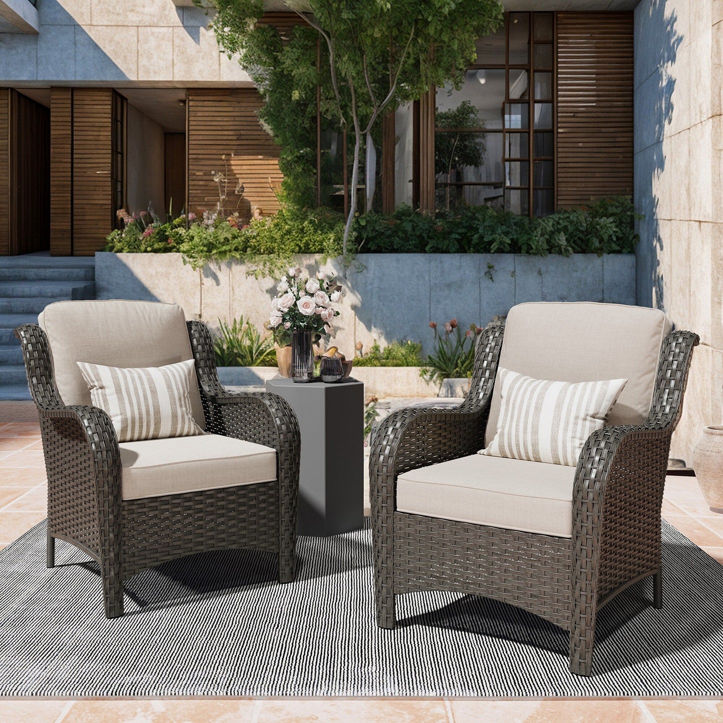 Ensemble de 2 chaises de patio en osier OVIOS