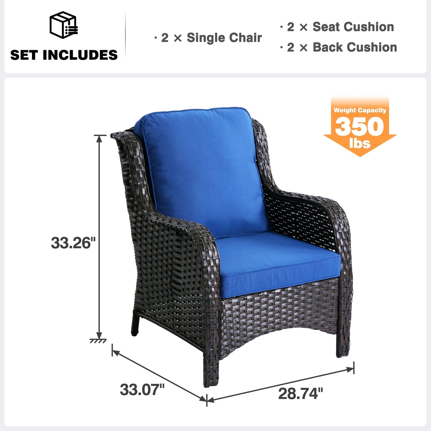 Ensemble de 2 chaises de patio en osier OVIOS