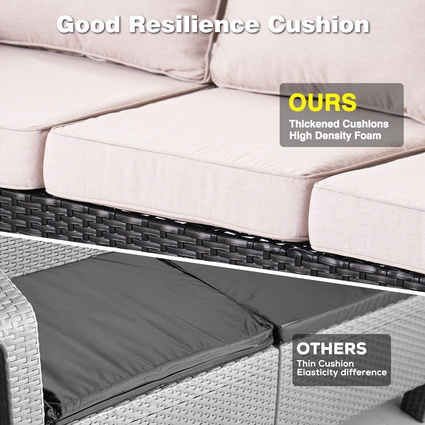 Ensemble de conversation en osier OVIOS 6 pièces avec chaises pivotantes