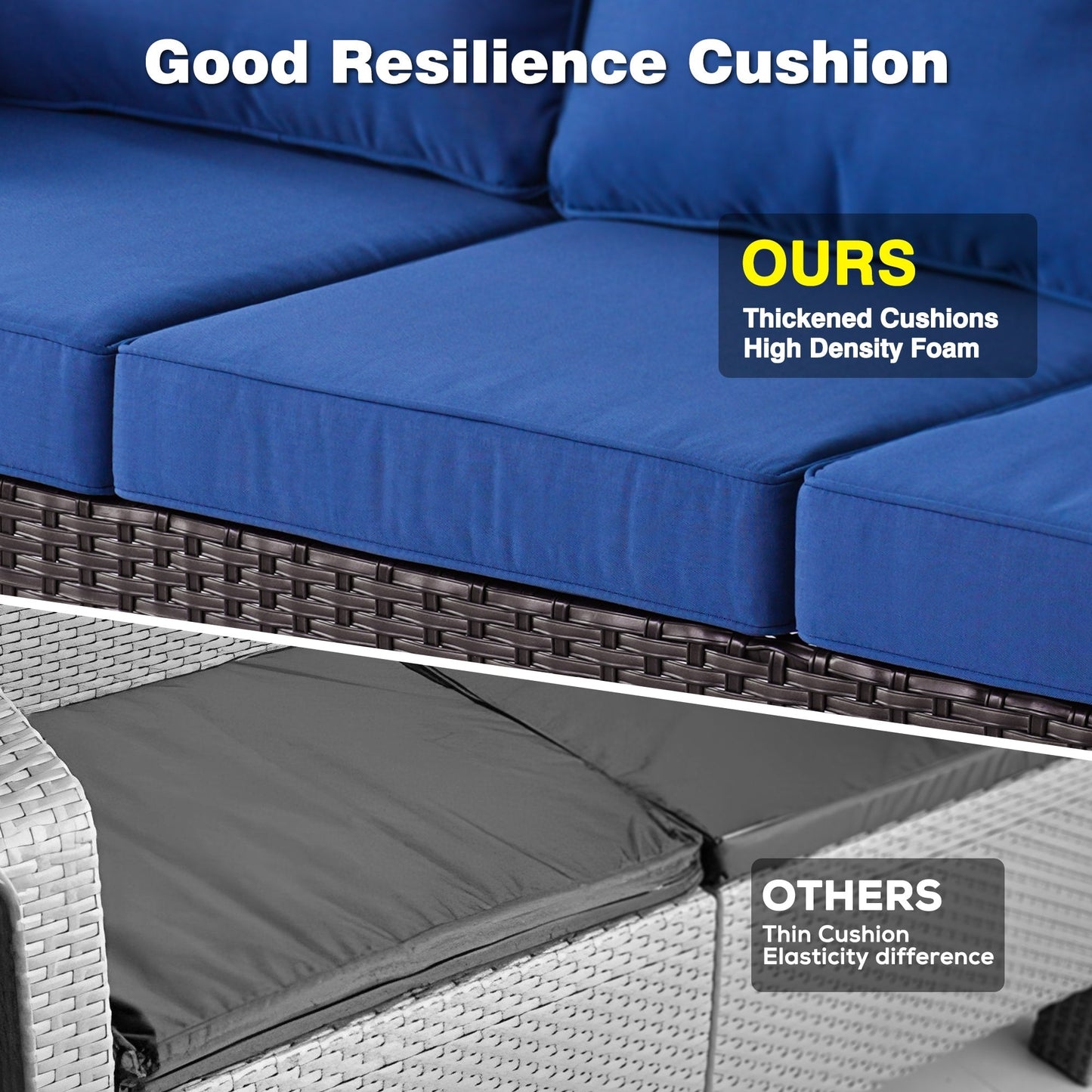 Ensemble de conversation en osier OVIOS 6 pièces avec chaises pivotantes