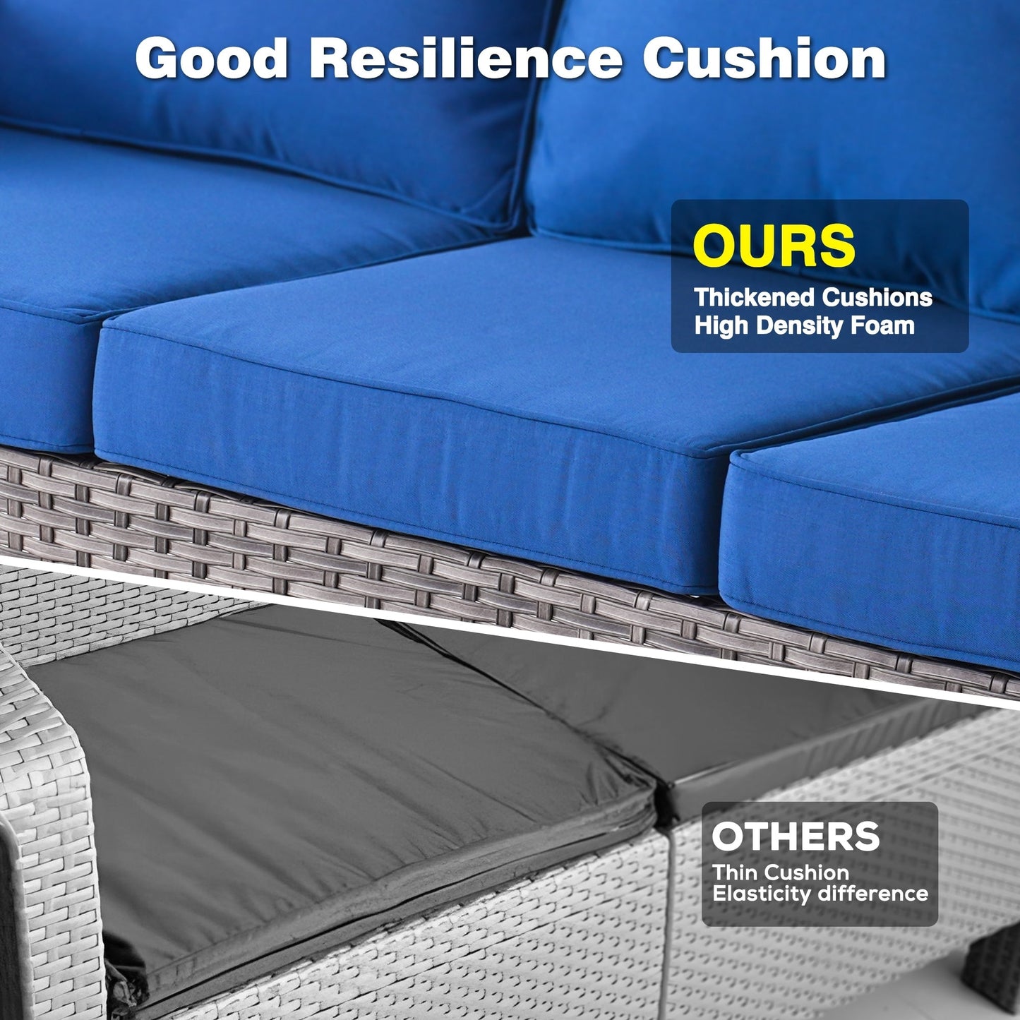 Ensemble de conversation en osier OVIOS 6 pièces avec chaises pivotantes