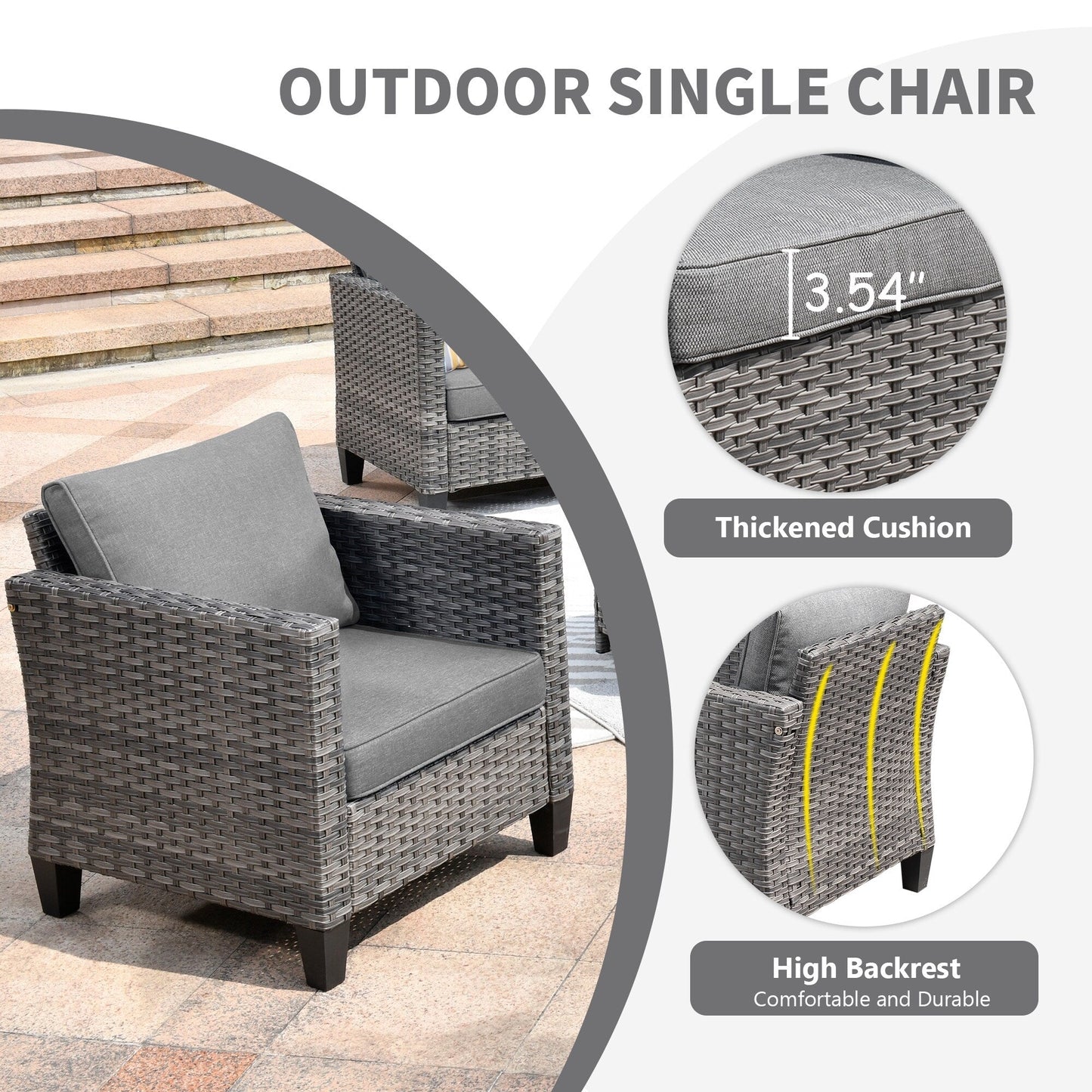 Ensemble de conversation extérieur en osier OVIOS 7 pièces pour patio