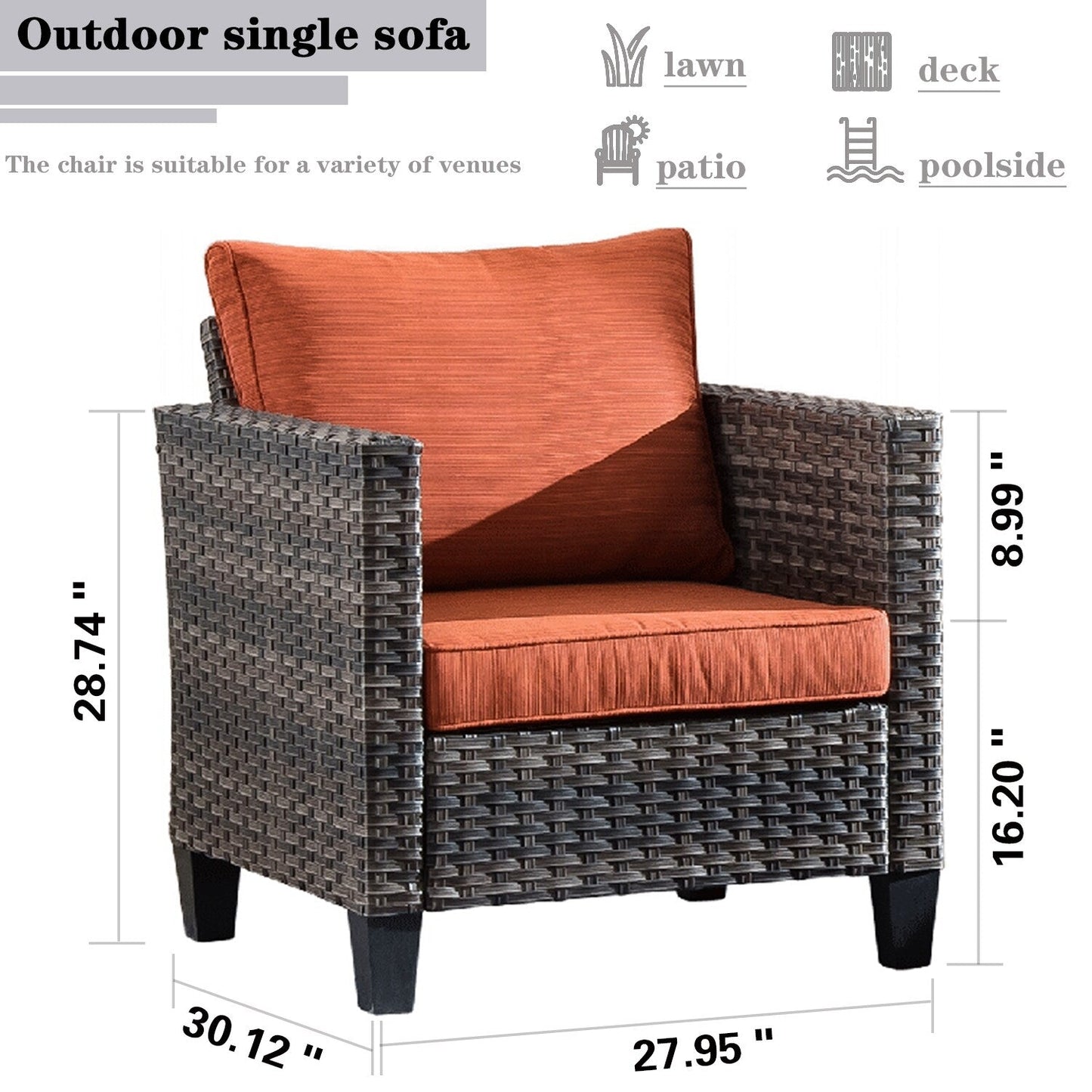 Ensemble de conversation extérieur en osier OVIOS 7 pièces pour patio