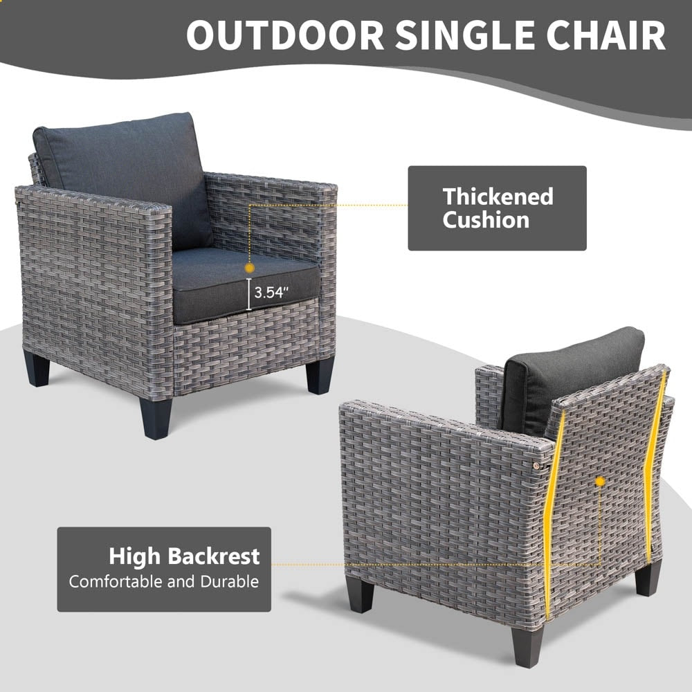 Ensemble de meubles de patio OVIOS 8 pièces en osier avec chaises pivotantes
