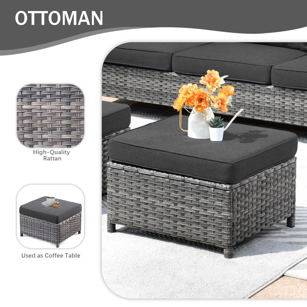 Ensemble de meubles de patio OVIOS 8 pièces en osier avec chaises pivotantes