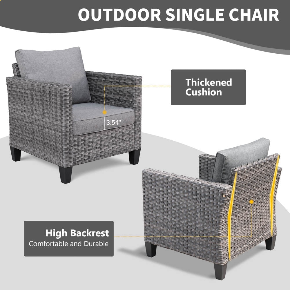 Ensemble de meubles de patio OVIOS 8 pièces en osier avec chaises pivotantes