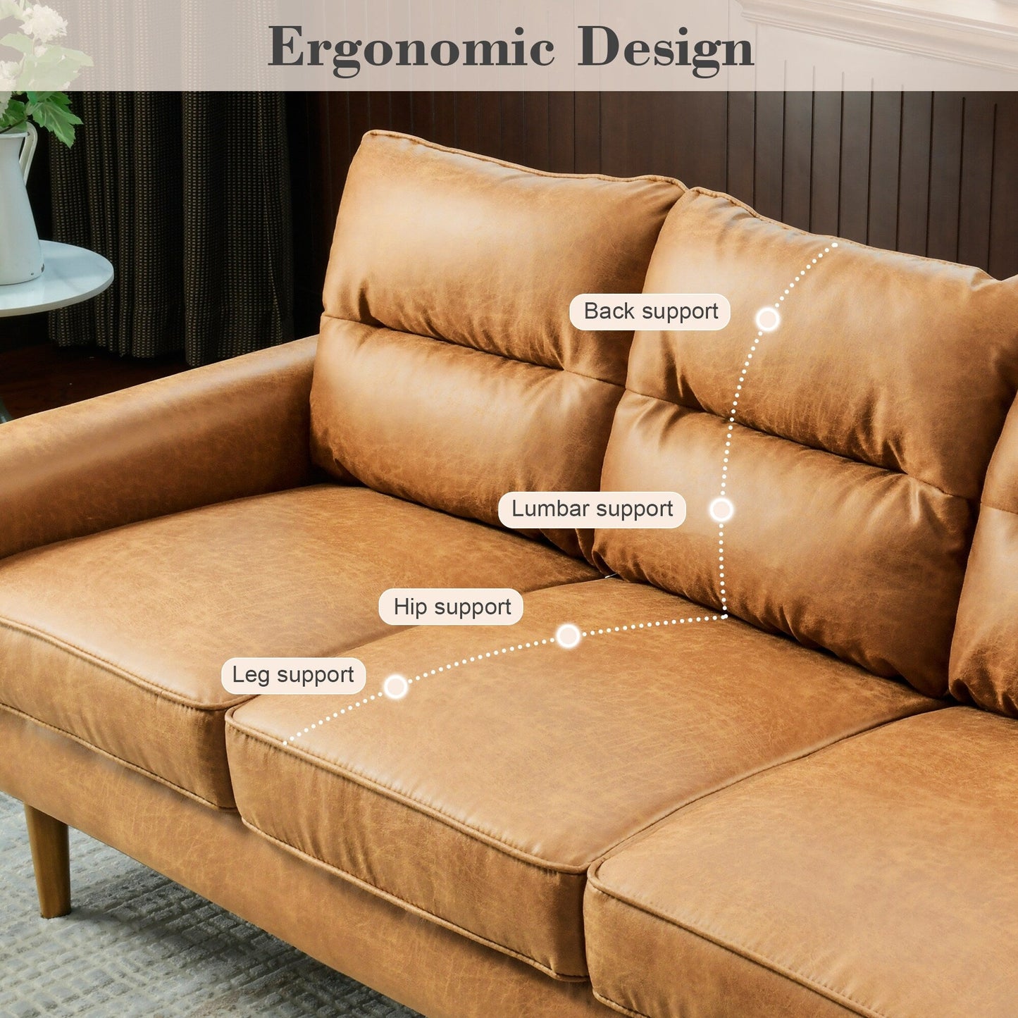 Canapé d'intérieur OVIOS avec coussin moelleux et pieds en bois