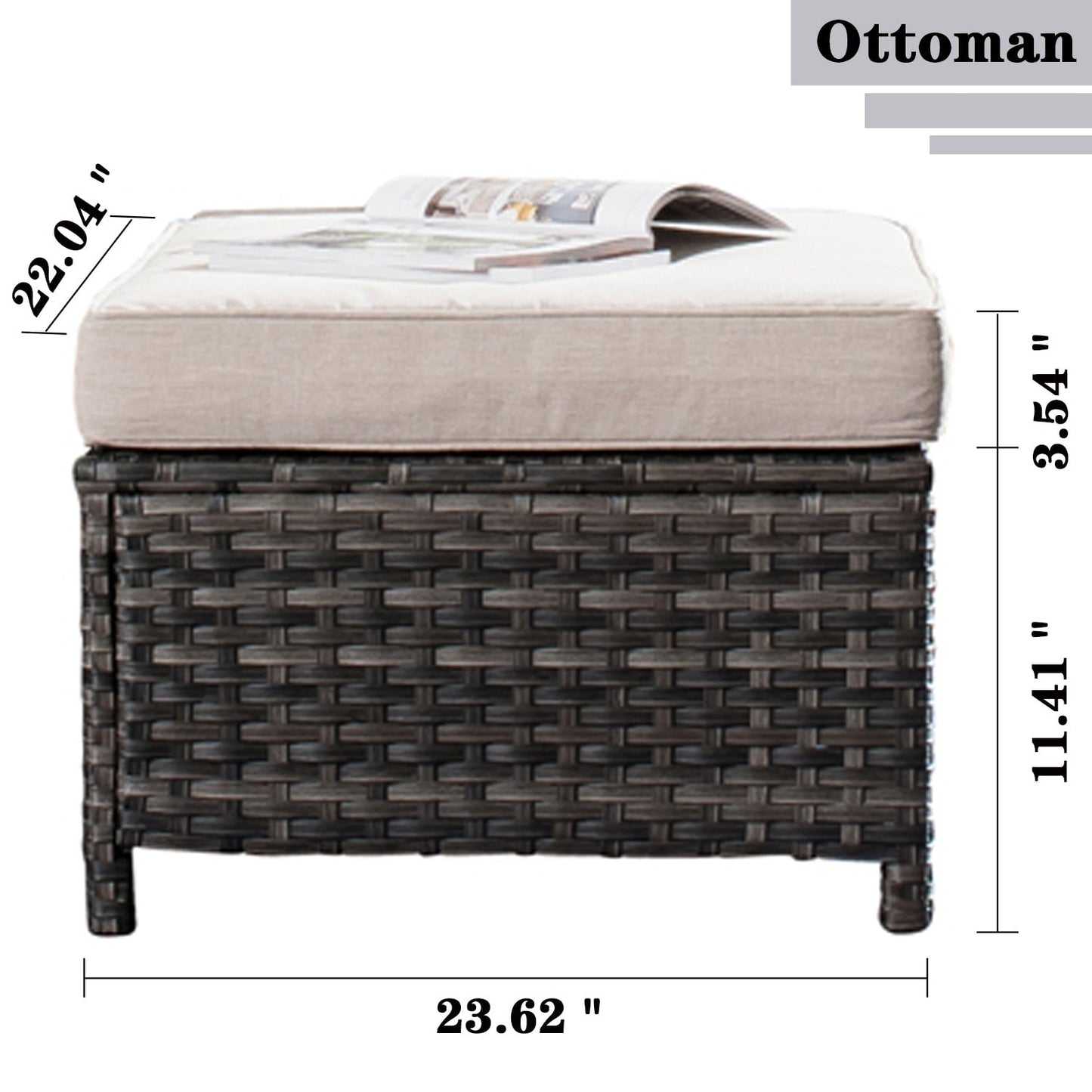 Ensemble de meubles de patio OVIOS 7 pièces en osier avec chaises pivotantes à bascule
