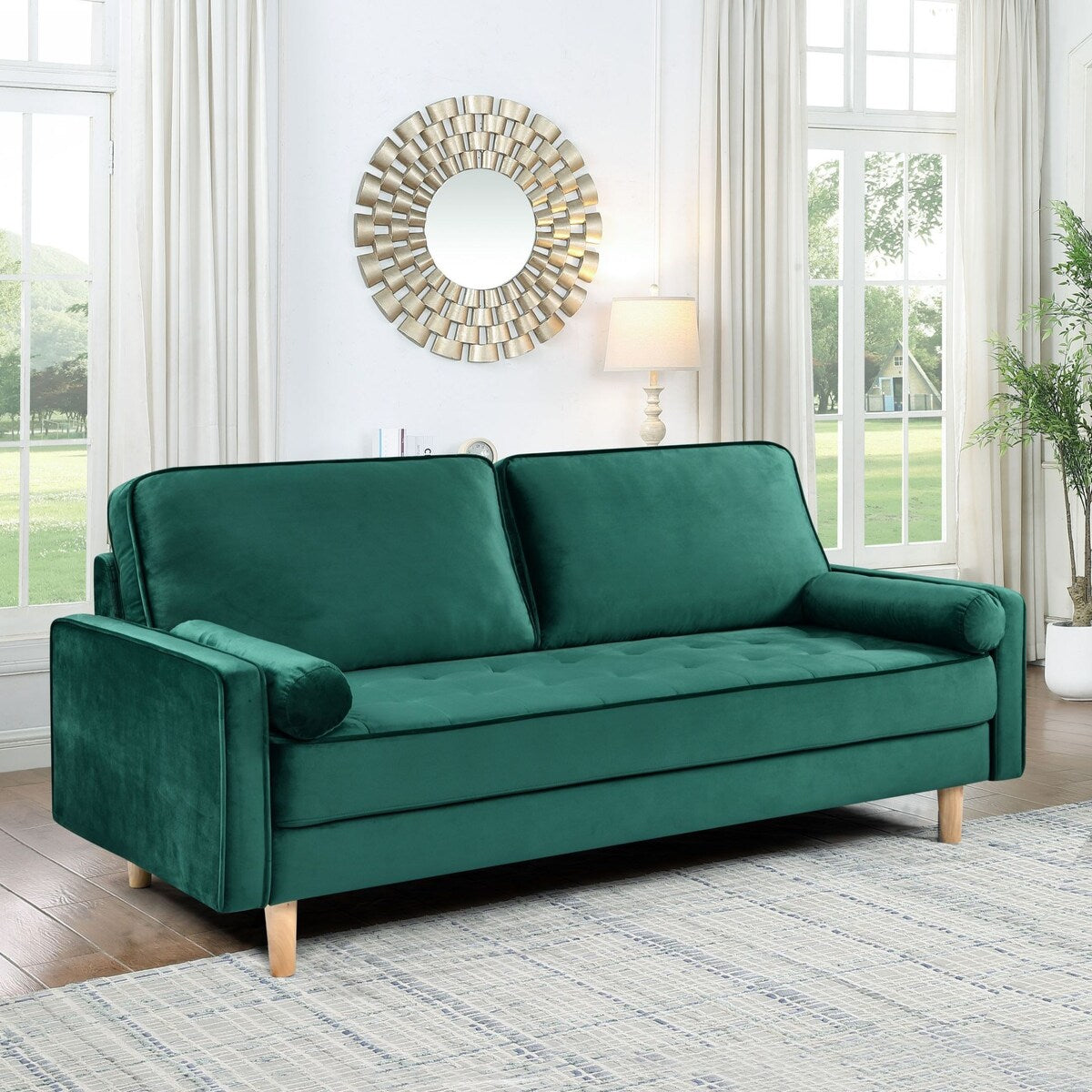 Canapé causeuse en velours Oaks Aura, choix multicolore, simple et compact, style rétro américain à rangées droites