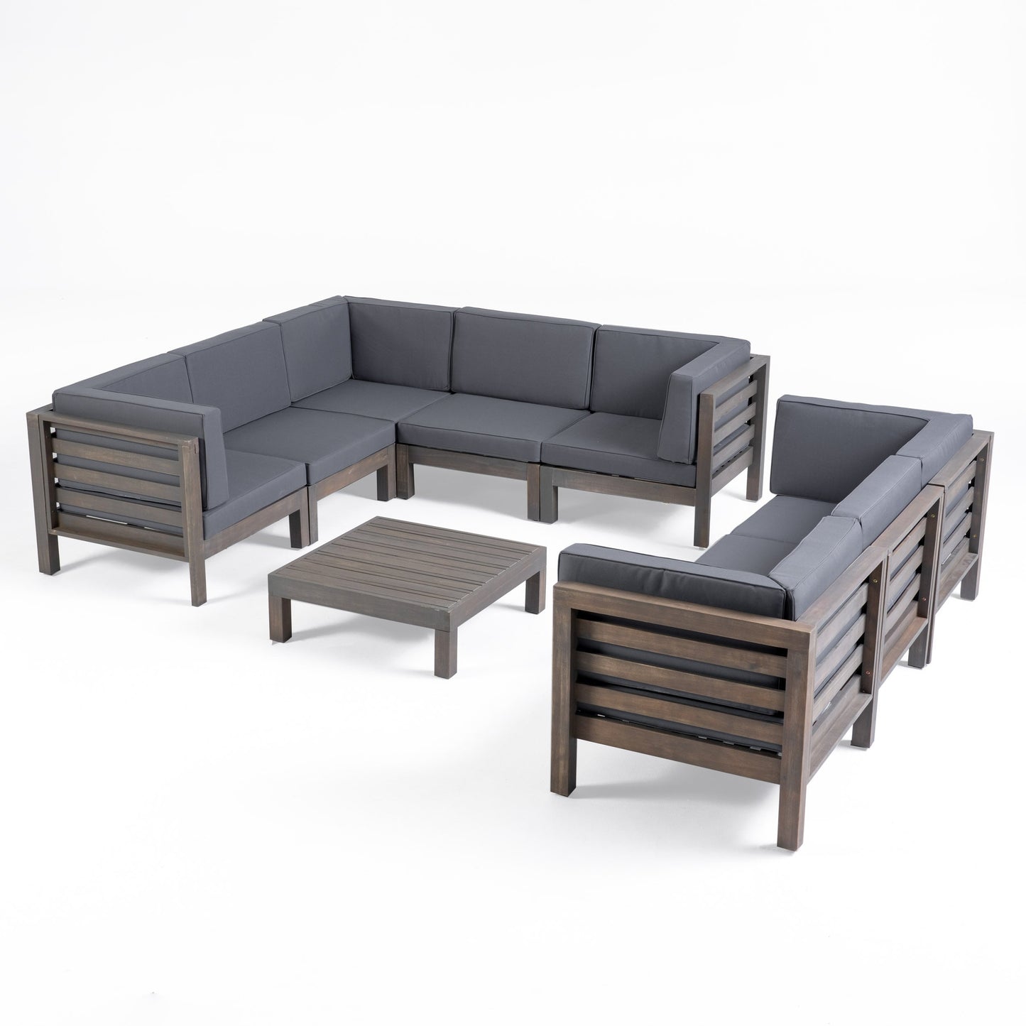 Ensemble de canapés d'extérieur Oana 9 pièces en bois d'acacia avec table basse par Christopher Knight Home