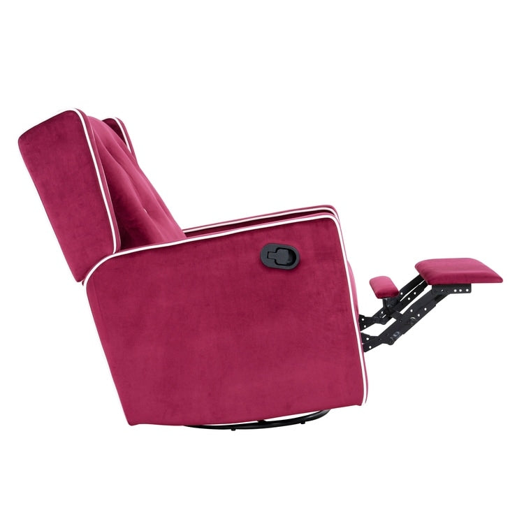 Fauteuil inclinable pivotant Octavia en microfibre et bois massif, pour salon et chambre à coucher