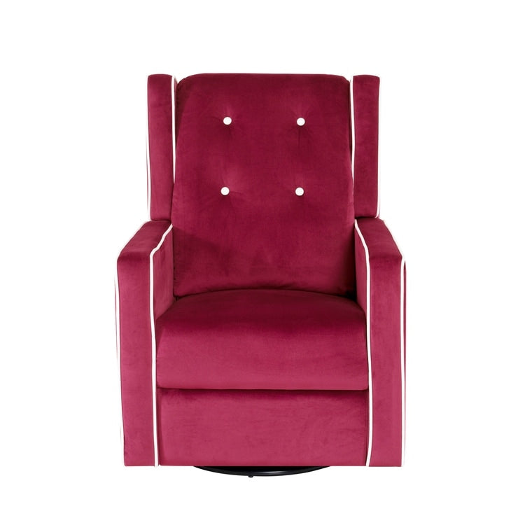Fauteuil inclinable pivotant Octavia en microfibre et bois massif, pour salon et chambre à coucher