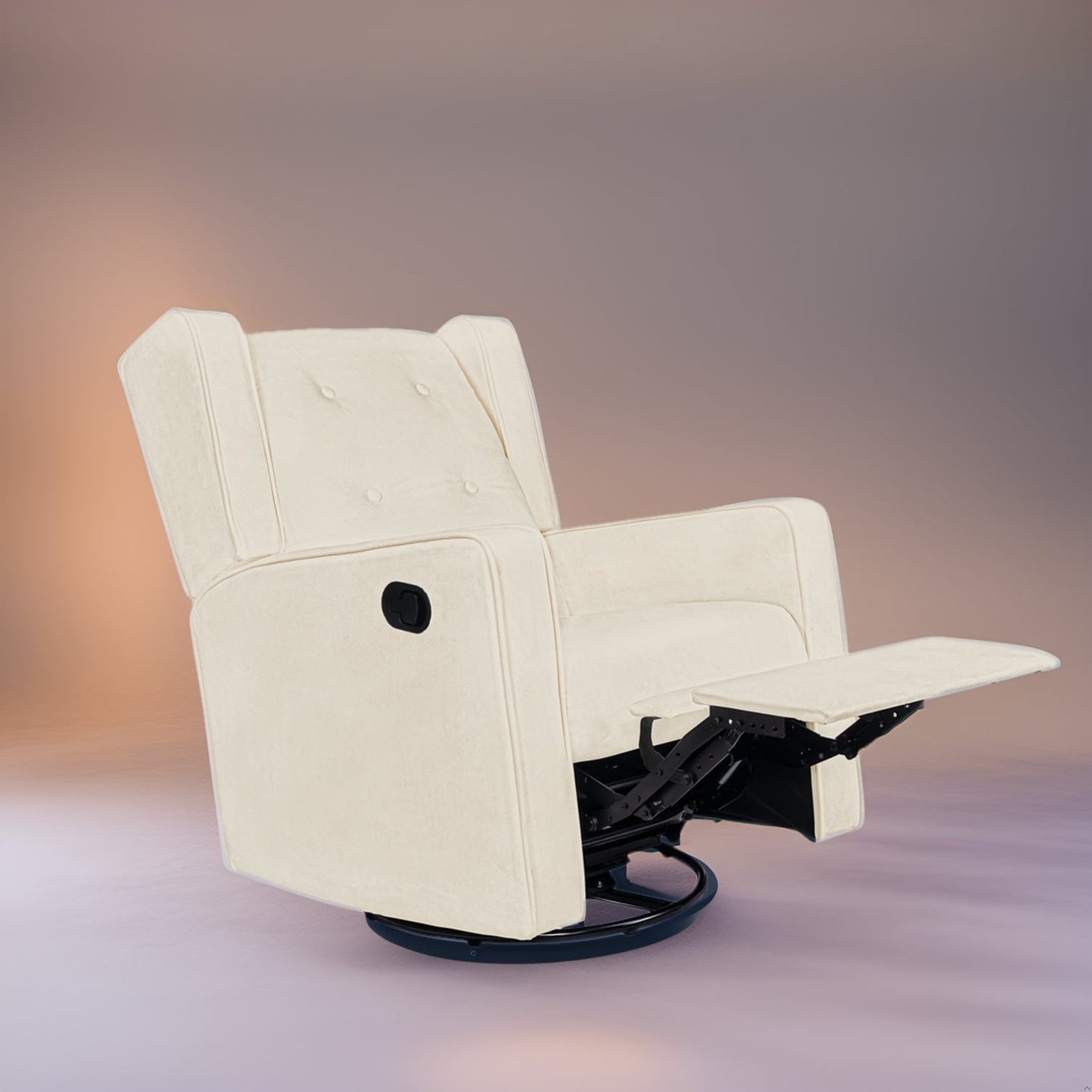 Fauteuil inclinable pivotant Octavia en microfibre et bois massif, pour salon et chambre à coucher