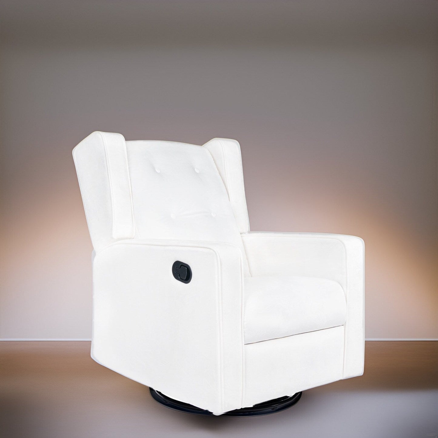Fauteuil inclinable pivotant Octavia en microfibre et bois massif, pour salon et chambre à coucher