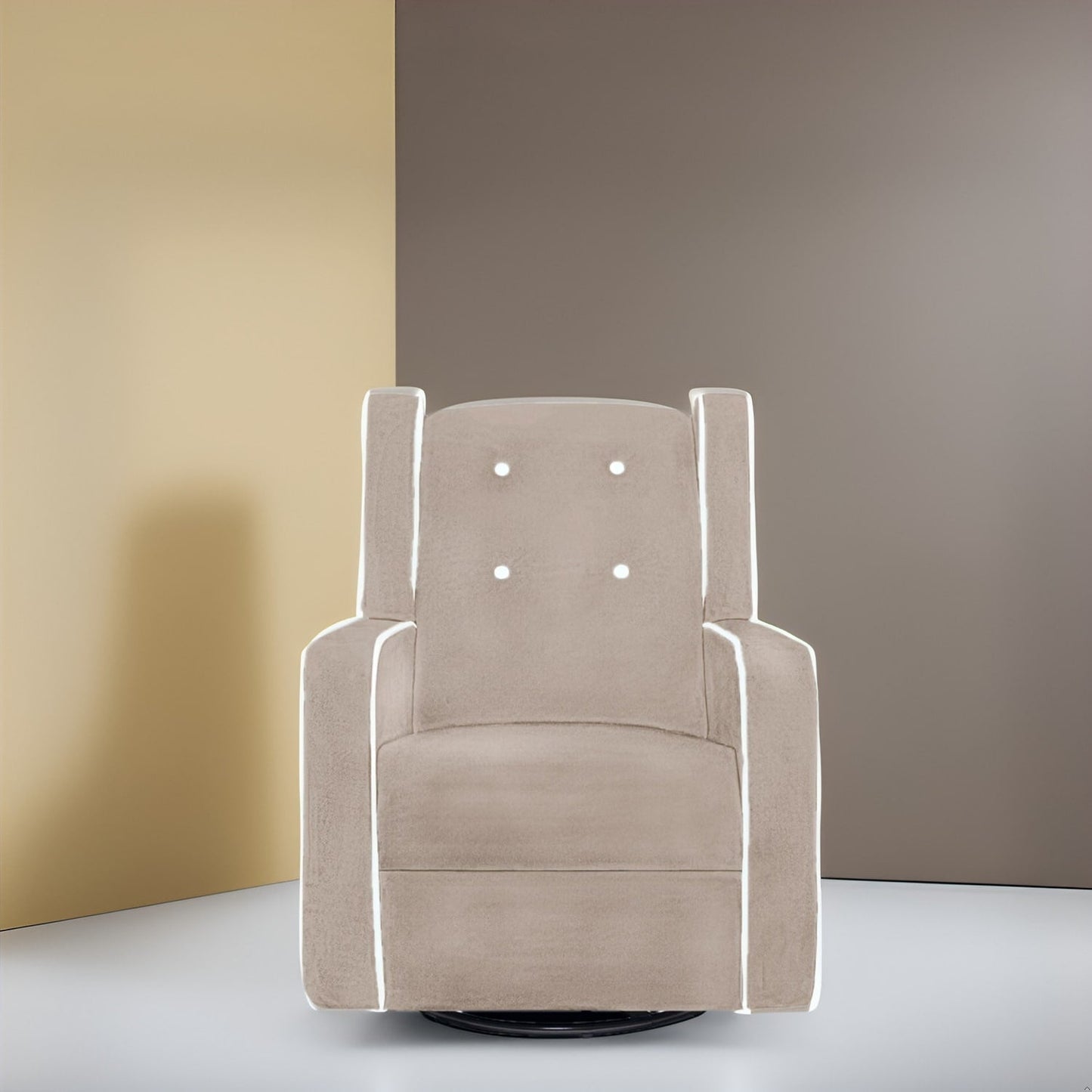 Fauteuil inclinable pivotant Octavia en microfibre et bois massif, pour salon et chambre à coucher