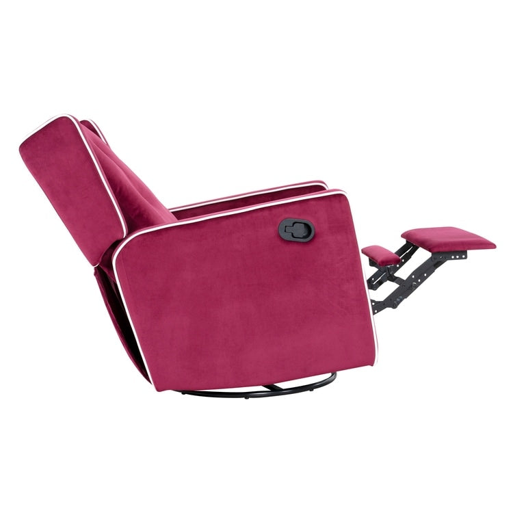 Fauteuil inclinable pivotant Octavia en microfibre et bois massif, pour salon et chambre à coucher