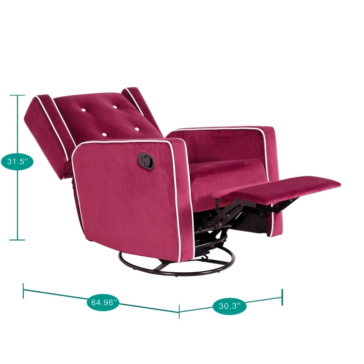 Fauteuil inclinable pivotant Octavia en microfibre et bois massif, pour salon et chambre à coucher