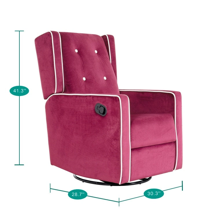 Fauteuil inclinable pivotant Octavia en microfibre et bois massif, pour salon et chambre à coucher