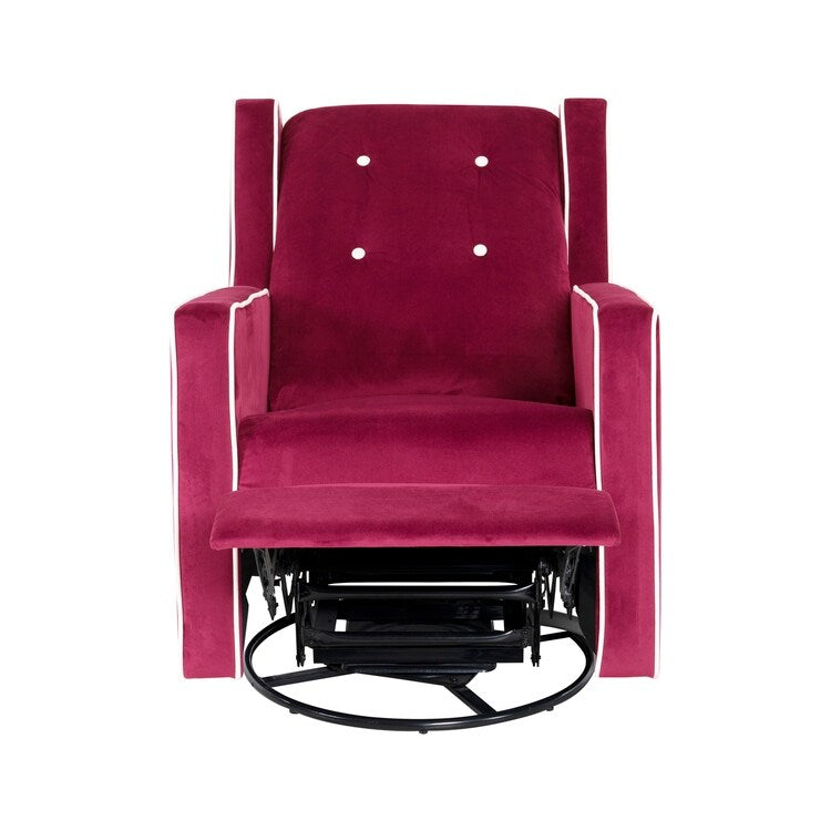 Fauteuil inclinable pivotant Octavia en microfibre et bois massif, pour salon et chambre à coucher