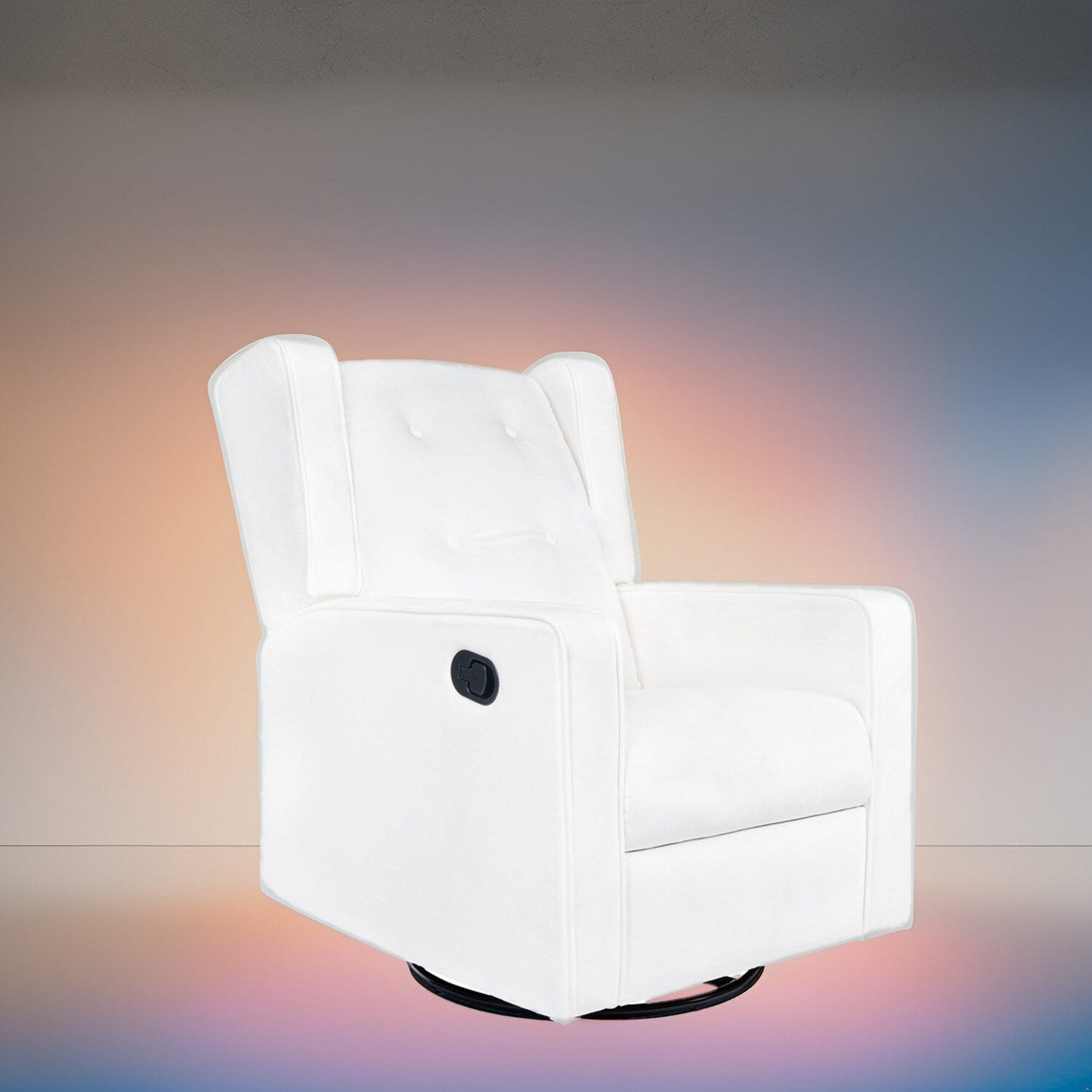 Fauteuil inclinable pivotant Octavia en microfibre et bois massif, pour salon et chambre à coucher