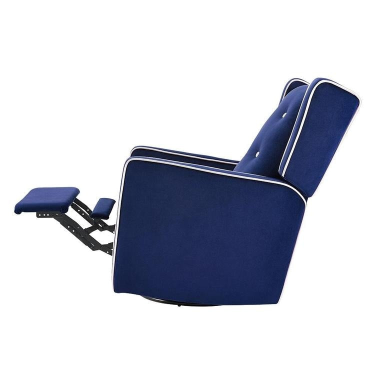 Fauteuil inclinable pivotant Octavia en microfibre et bois massif, pour salon et chambre à coucher