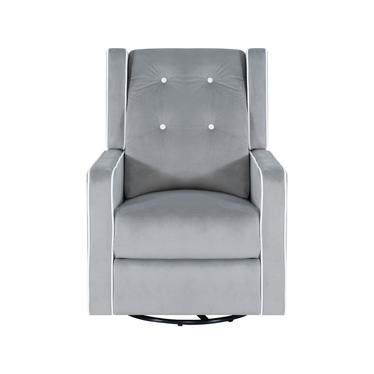 Fauteuil inclinable pivotant Octavia en microfibre et bois massif, pour salon et chambre à coucher