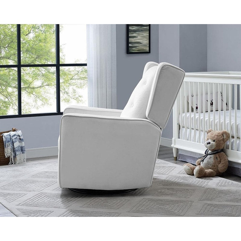 Fauteuil inclinable pivotant Octavia en microfibre et bois massif, pour salon et chambre à coucher