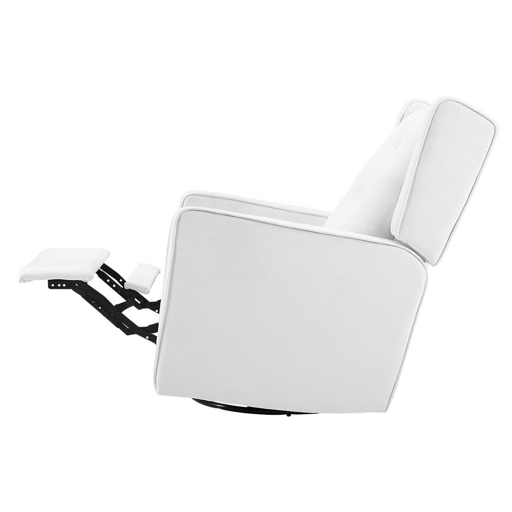 Fauteuil inclinable pivotant Octavia en microfibre et bois massif, pour salon et chambre à coucher