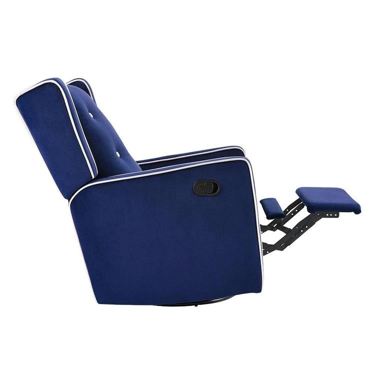 Fauteuil inclinable pivotant Octavia en microfibre et bois massif, pour salon et chambre à coucher