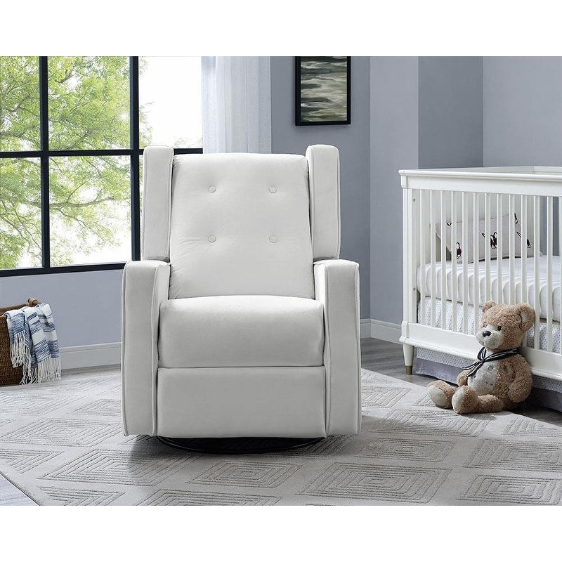 Fauteuil inclinable pivotant Octavia en microfibre et bois massif, pour salon et chambre à coucher
